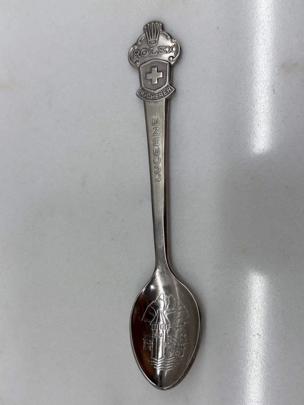 Vintage Rolex Souvenir Etched Spoon Bucherer of Licerne Switzerland Discontinued